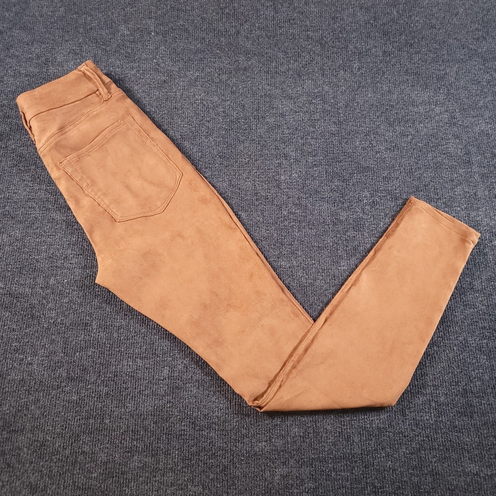 Good American Good Waist‎ Faux Suede Skinny Pants Tobacco Brown 2/26